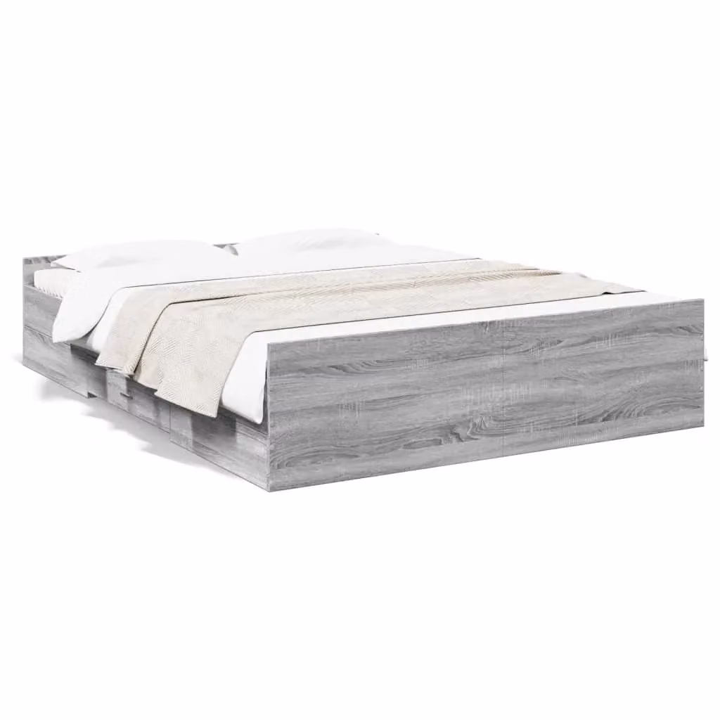 Berkfield Home Modern Bed Frame with Drawers in Grey, W: 140 cm, L: 200 cm – 2