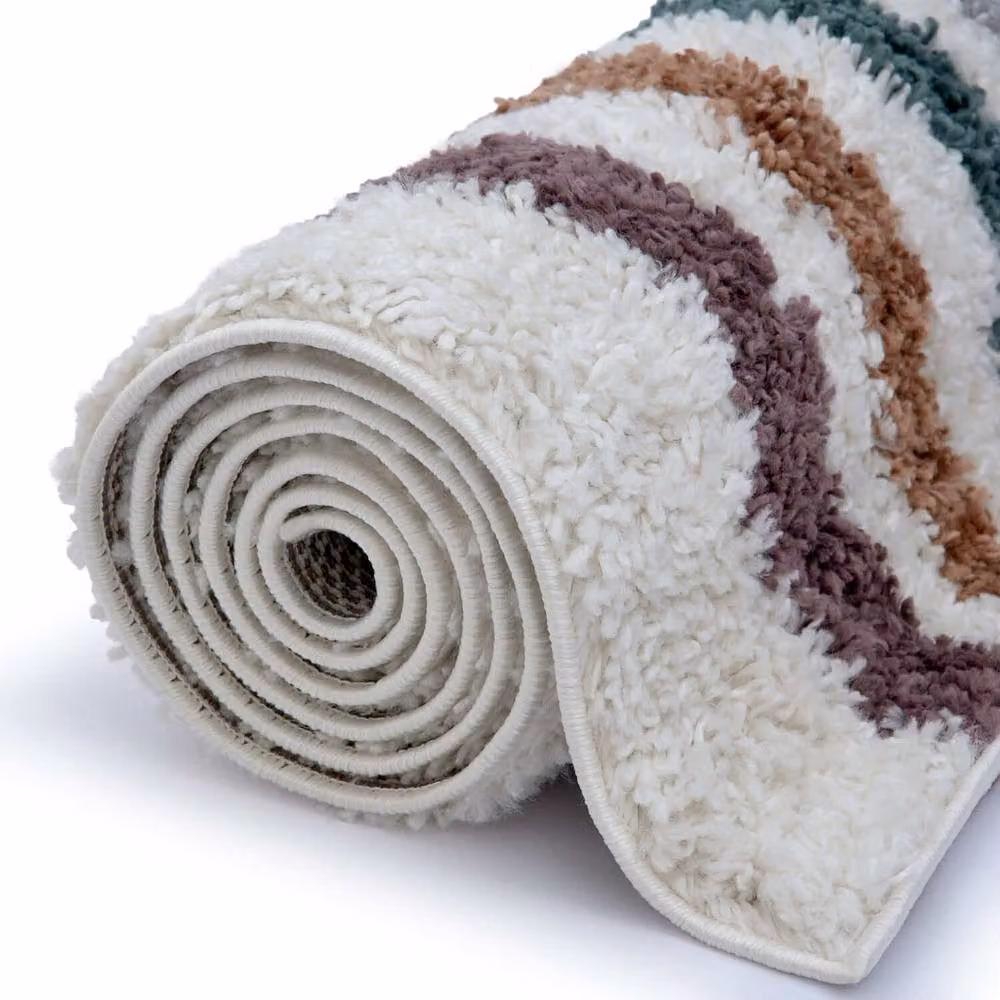 THE RUGS Moodi Rainbow Design Shaggy High Pile Multicolour Living Room Rug, W: 160 cm, L: 230 cm – 5