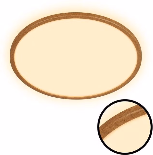 Briloner Wood Effect Ultra Flat LED Ceiling Panel in Brown with Warm White Light