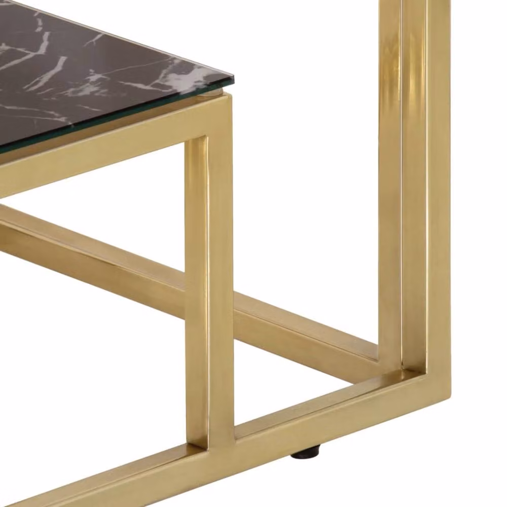 Berkfield Home Modern Rectangular Console Table in Gold and Black with Stainless Steel and Tempered Glass – 4