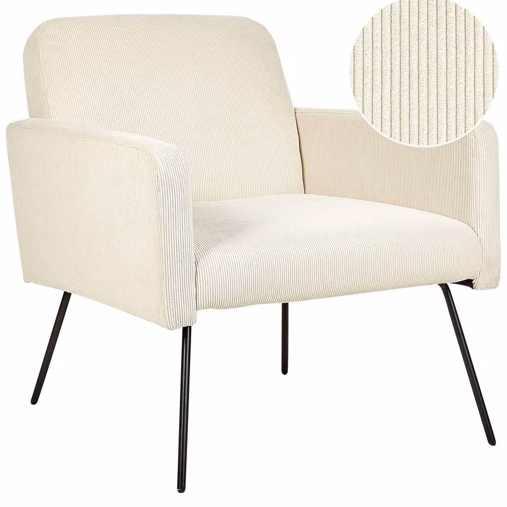 Wyld Haus Belmont Armchair in Beige Corduroy with Black Metal Legs – 2