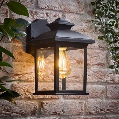 ValueLights Leo Matte Black Traditional Lantern IP44 Outdoor Wall Light – 4