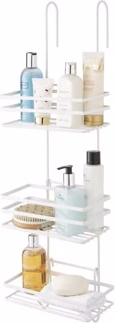 PAWNORA 3 Tier Rustproof Metal Hanging Shower Caddy in White