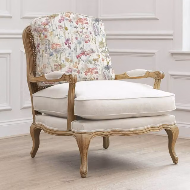 Voyage Maison Ilinizas Printed Florence Armchair in Light Oak with Multicolour Floral Fabric – 1