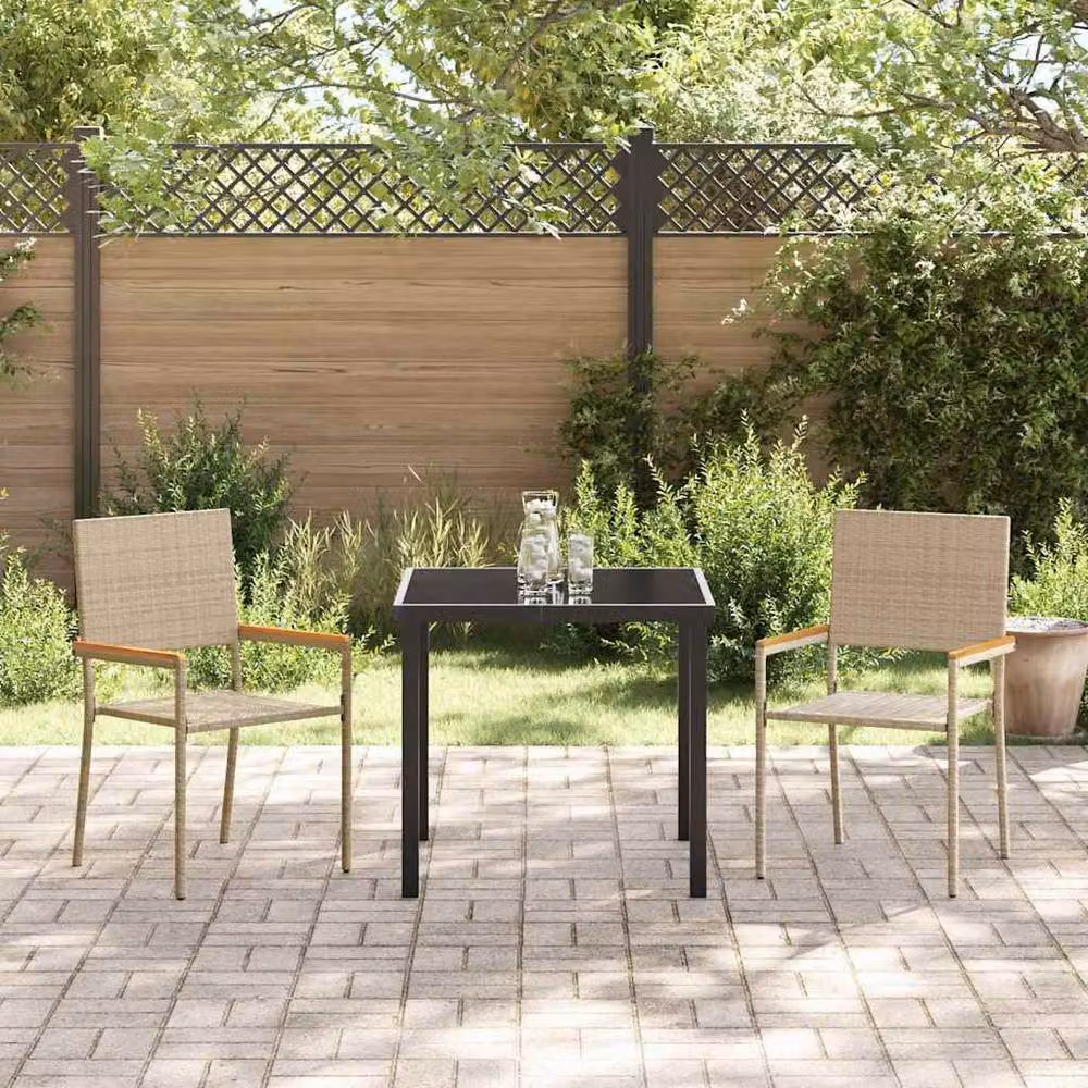 Berkfield Home Stacking Garden Chairs, 2 Pack, Beige Poly Rattan – 3