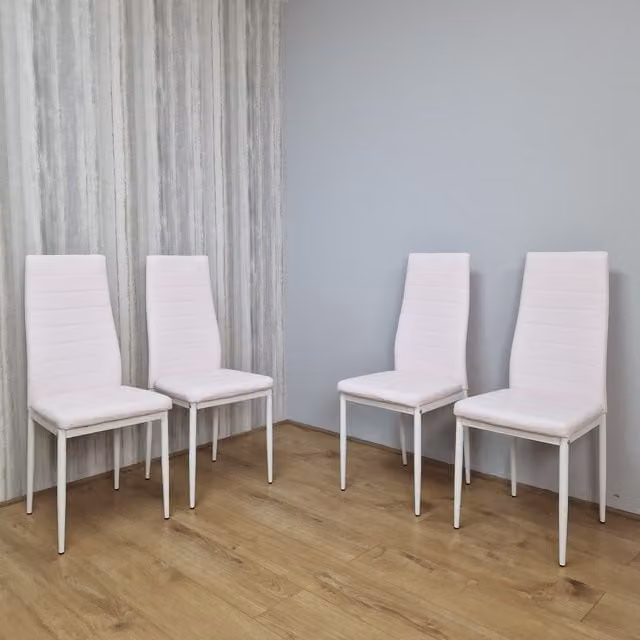 Set of 4 Kosy Koala Padded Dining Chairs in White and Pink Faux Leather