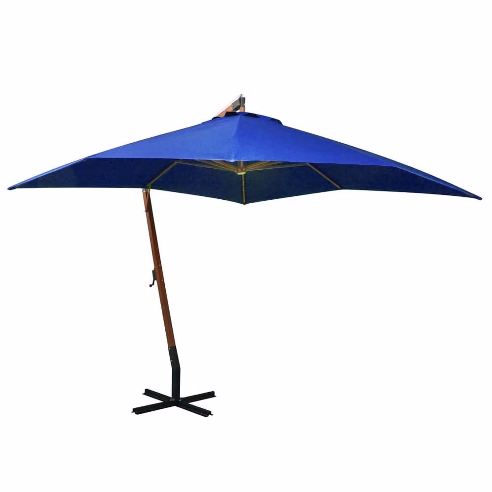 Berkfield Home Azure Blue Cantilever Hanging Parasol with Solid Fir Wood Pole, W/D/H: 300 x 300 x 280 cm – 2