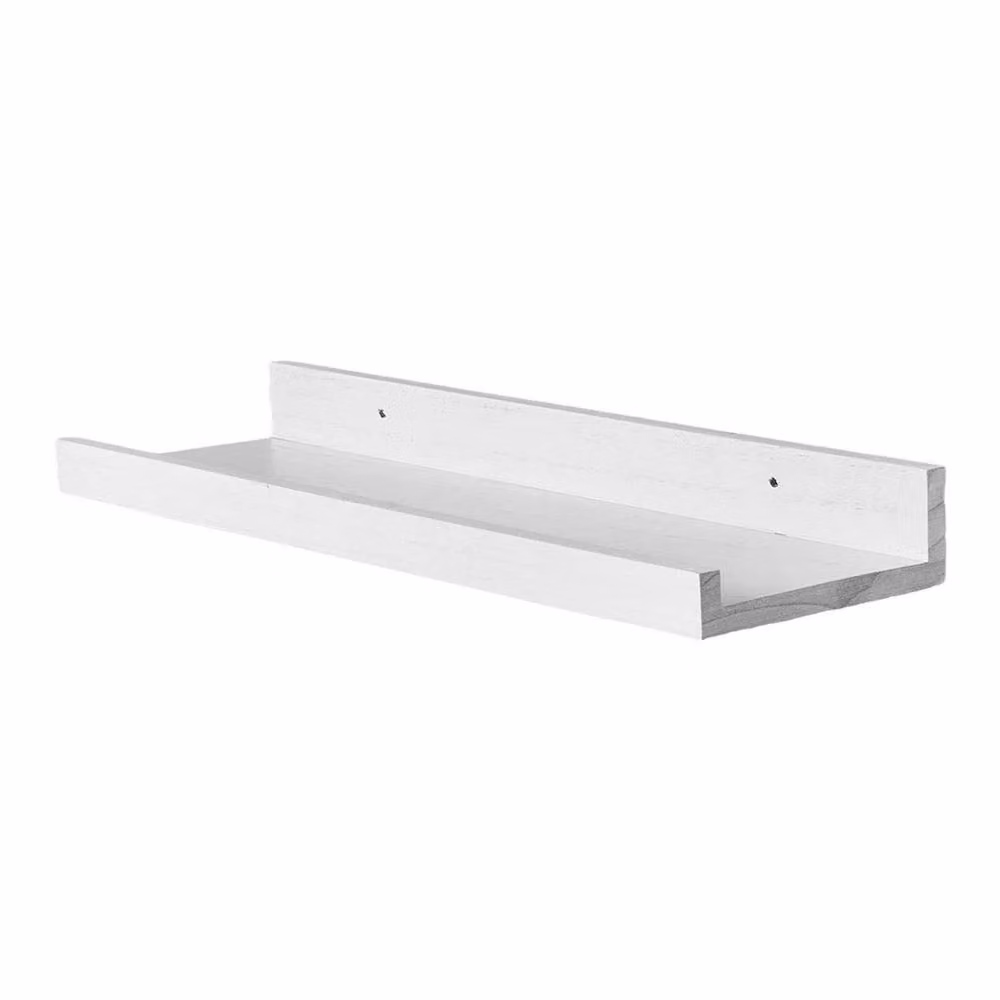 PAWNORA Set of 3 White Rustic Wood Floating Wall Shelves – 2