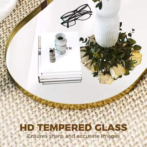 HOMCOM Modern Oval Wall Mirror with Aluminium Alloy Frame, Gold, W: 60 cm, H: 90 cm – 2