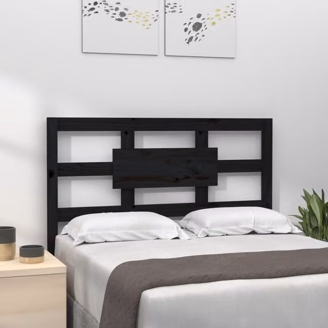 Berkfield Home Rustic Black Solid Pine Bed Headboard with Integrated Bedside Shelf, W/D/H: 95.5 x 4 x 100 cm – 1