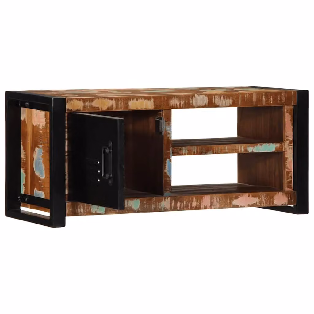 Berkfield Home Industrial TV Cabinet in Brown Reclaimed Solid Wood, W/D/H: 80 x 30 x 35 cm – 2