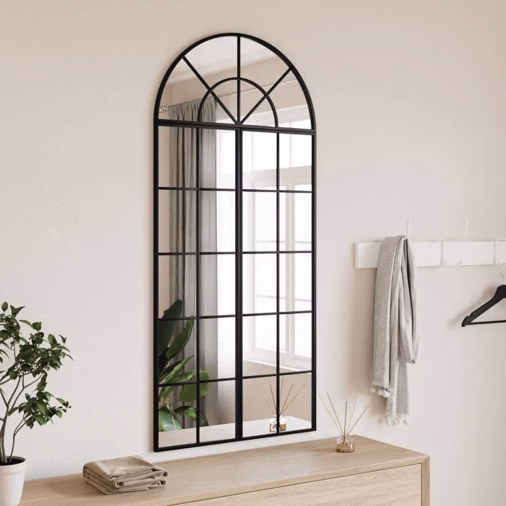 Berkfield Home Black Metal Wall Mirror, W: 60 cm, H: 130 cm – 2