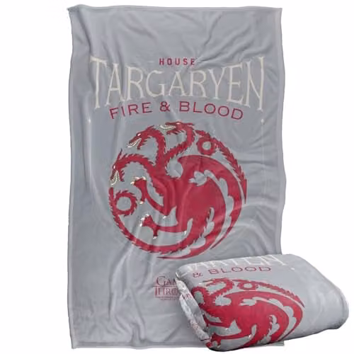 Warner Bros. Game of Thrones House Targaryen Sigil Super Soft Fleece Throw Blanket, Multicolour, W: 91.44 cm, L: 147 cm