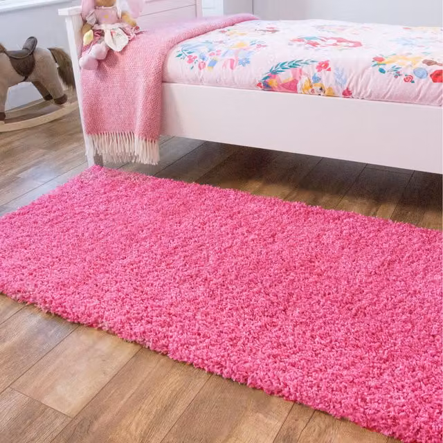 The Rug House Soft Value Shaggy Area Rug in Pink, W: 110 cm, D: 60 cm