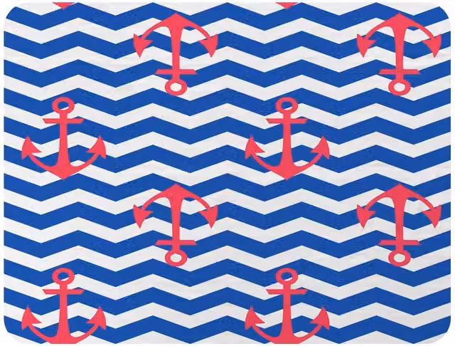 Benjamin Tate Design Anchors On Zig Zag Stripes Fleece Blanket in Blue and Beige, W/D/H: 120 x 150 cm – 2