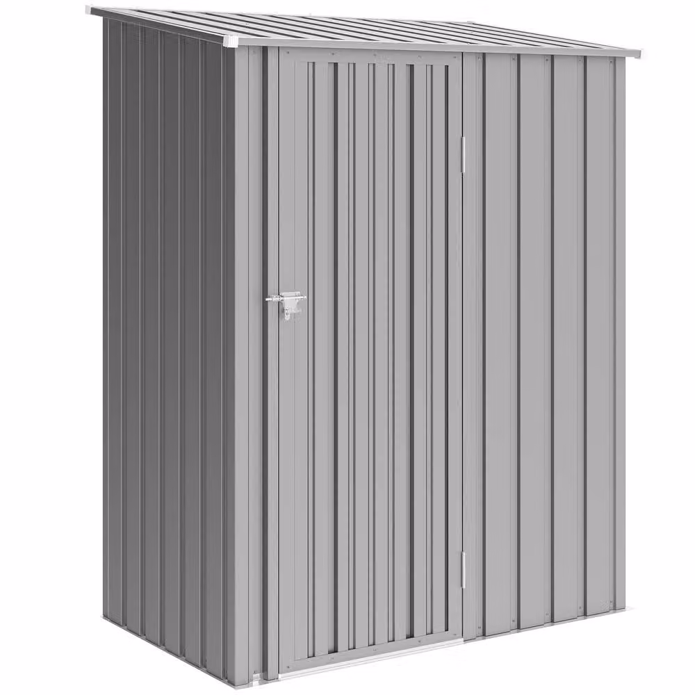 OUTSUNNY Steel Outdoor Storage Garden Shed with Lockable Door, Grey – 2