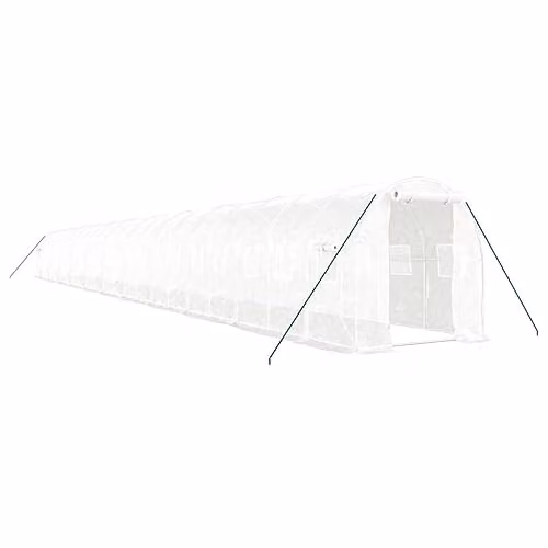 vidaXL Greenhouse with Steel Frame, White, 44 m2, W/D/H: 22 x 2 x 2 m
