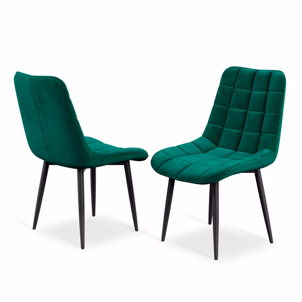 More4Homes Arlo Round White Marble Top Dining Table with Walnut Legs and 4 Green Nova Velvet Dining Chairs Set, W/D/H: 120 x 120 x 75 cm – 3