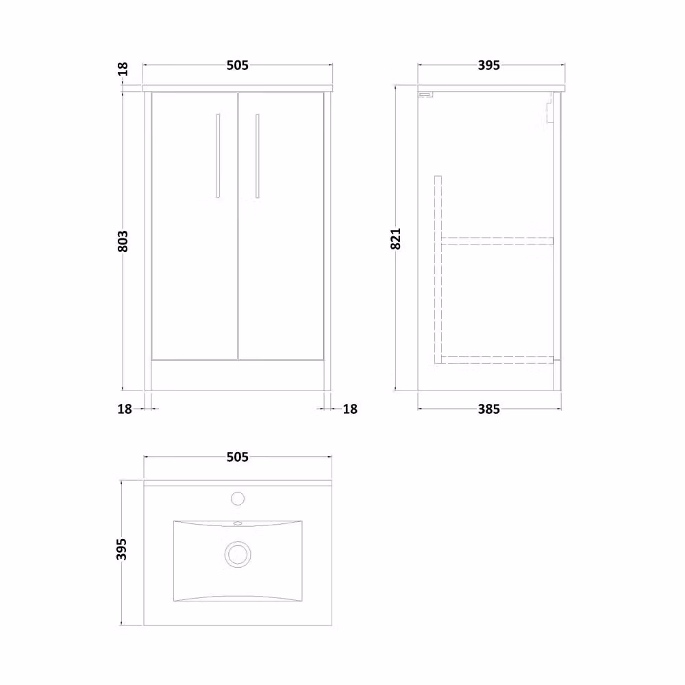 Balterley Winshill Contemporary 2 Door Floor Standing Grey Bathroom Vanity Basin Unit – 3