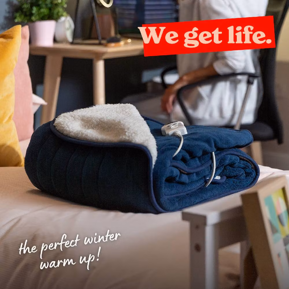 Russell Hobbs Blue Sherpa Microfleece Electric Heated Throw RHHT1003, W: 180 cm, D: 130 cm – 7
