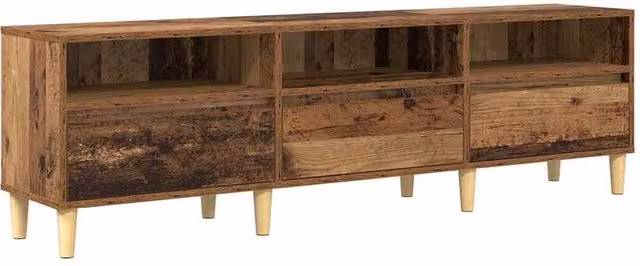 Berkfield Home Rustic TV Cabinet with Drawer in Old Wood and Brown MDF – 1