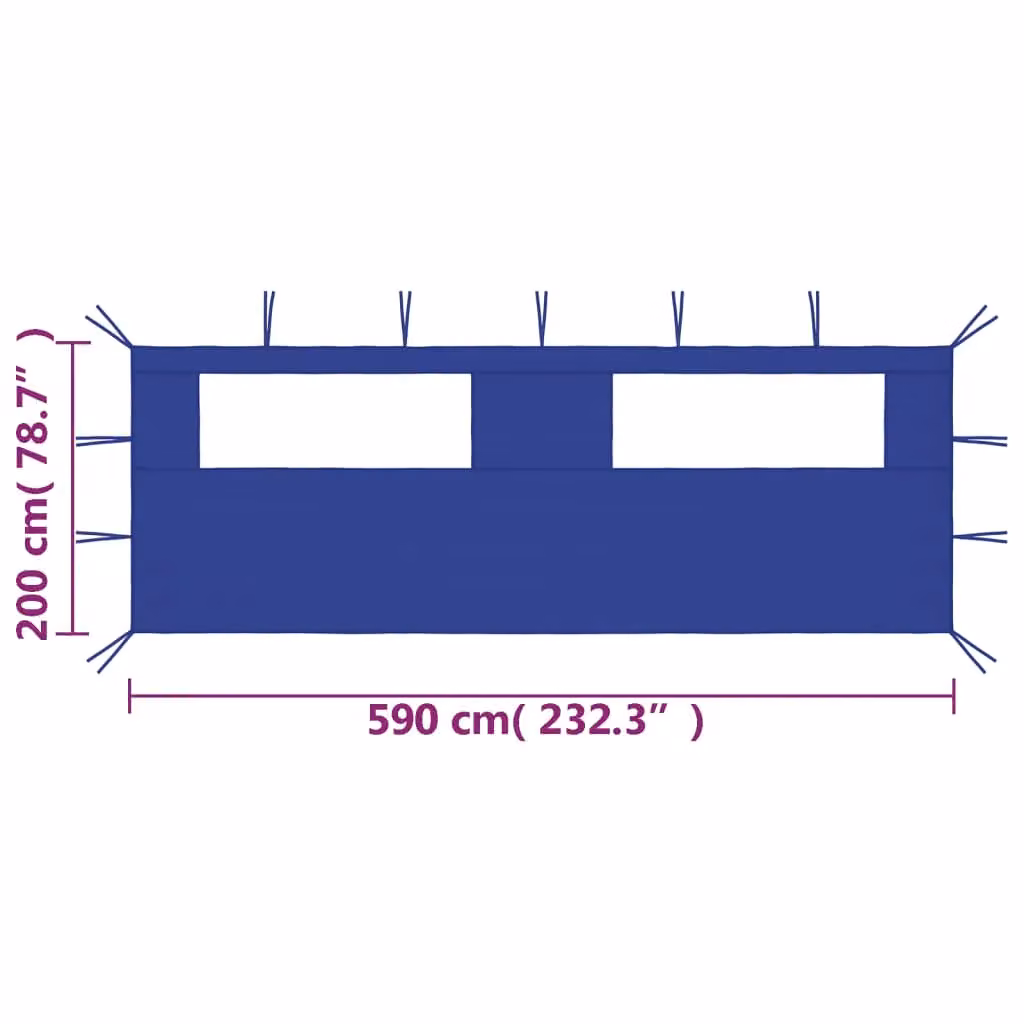 Berkfield Home Gazebo Sidewall with Windows, Blue, W: 6 m, D: 2 m – 4