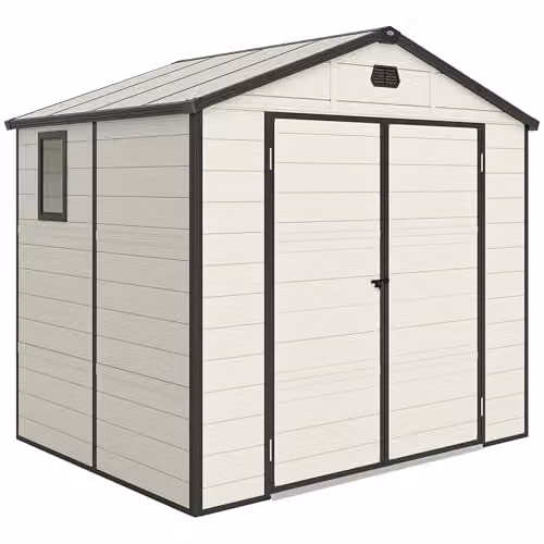 Outsunny Pent Garden Storage Shed with Foundation Kit, Window and Side Vents, White