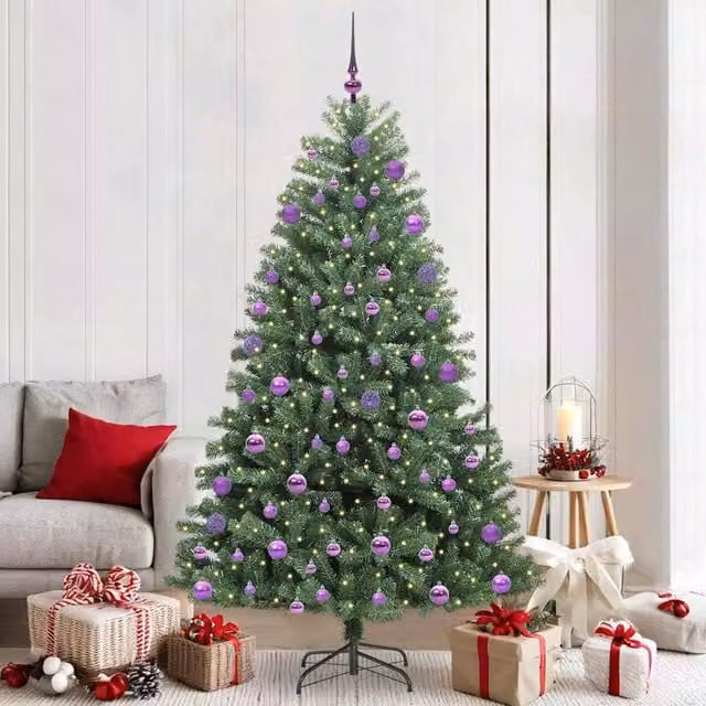 Berkfield Home Artificial Hinged Christmas Tree in Green, Height: 210 cm – 1