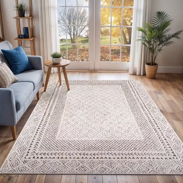 Livabliss Freud Modern High Pile Rectangular Rug in Ivory, Black, Brown and Grey, W: 80 cm, L: 150 cm – 1