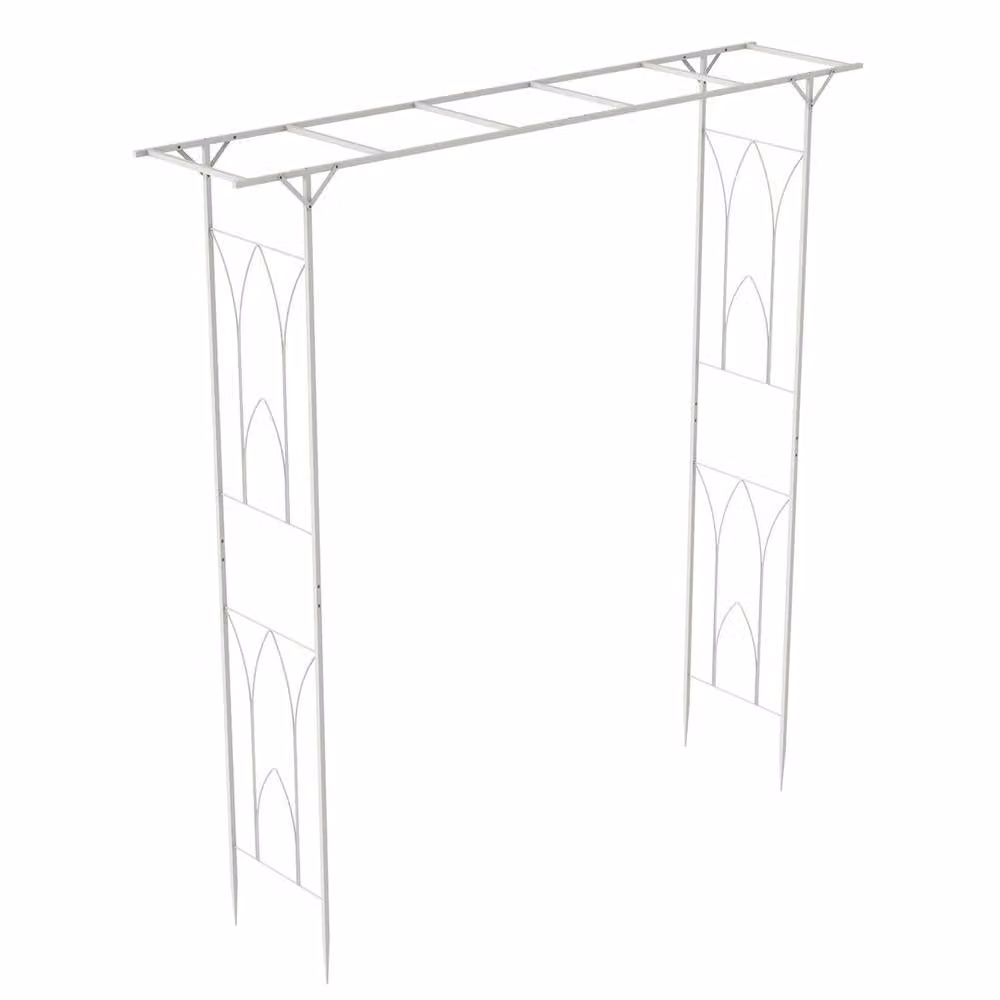 KORVIXA White Metal Garden Gate Wedding Arch and Climbing Frame, W: 100 cm, H: 100 cm – 1