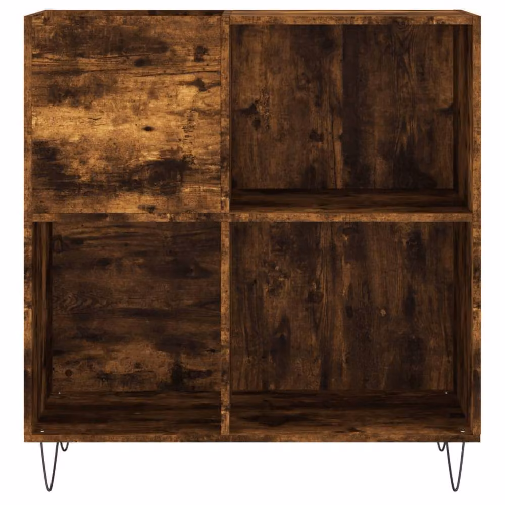 Berkfield Home Record Cabinet in Smoked Oak Brown, W: 84.5 cm, D: 38 cm, H: 89 cm – 3