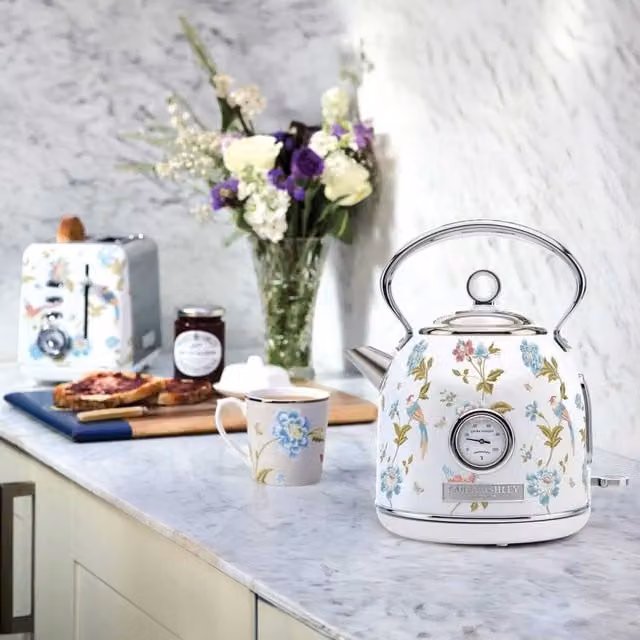 Laura Ashley Dome Kettle and 2 Slice Toaster Bundle, White