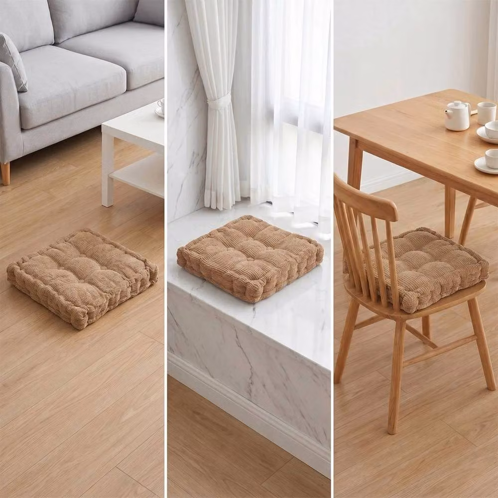 EONLION Brown Corduroy Square Dining Chair Seat Pads with Foam Filling, W: 120 cm, D: 90 cm – 3