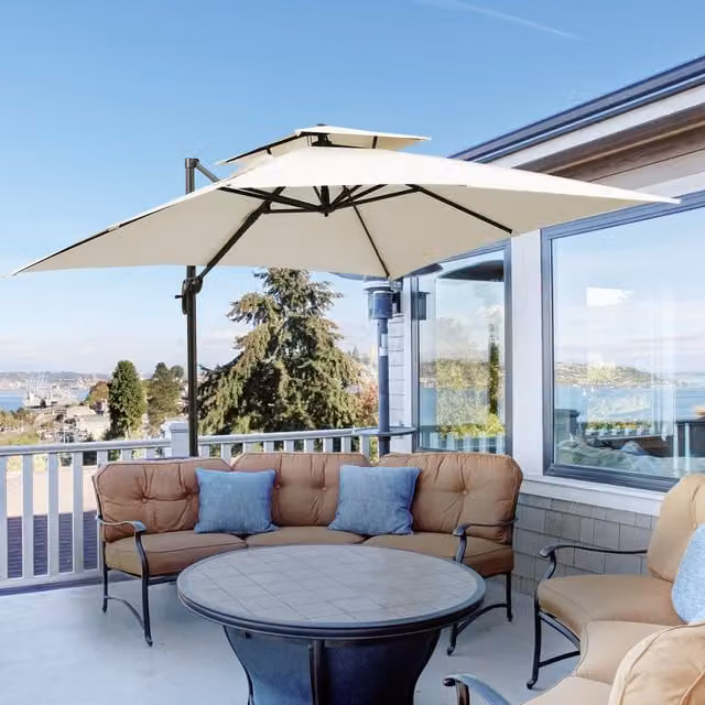 Outsunny 360 Degree Cantilever Umbrella in Beige