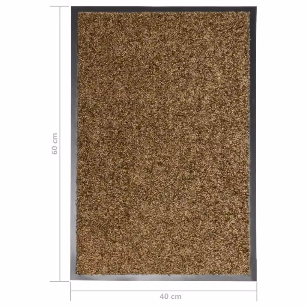 Berkfield Home Washable Non-Slip Brown Doormat W: 40 cm, D: 60 cm – 3