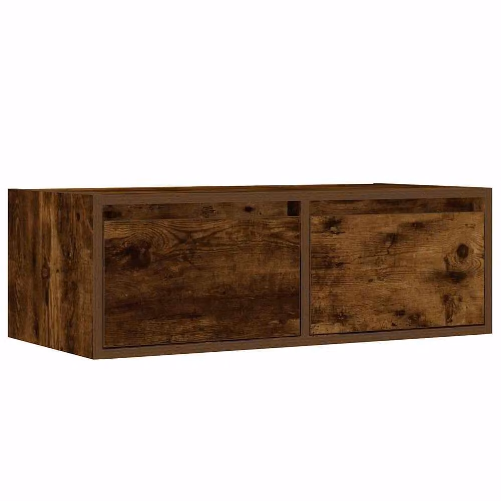 Berkfield Home Modern TV Cabinet with LED Lights in Smoked Oak Brown, W: 75 cm, D: 35.5 cm, H: 25 cm – 3