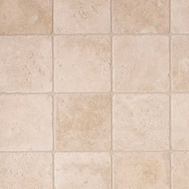 Leoline Natural Chequers Stone Effect Geometric Vinyl Flooring Sheet, Beige, Thickness: 2.8 mm, Width: 400 cm