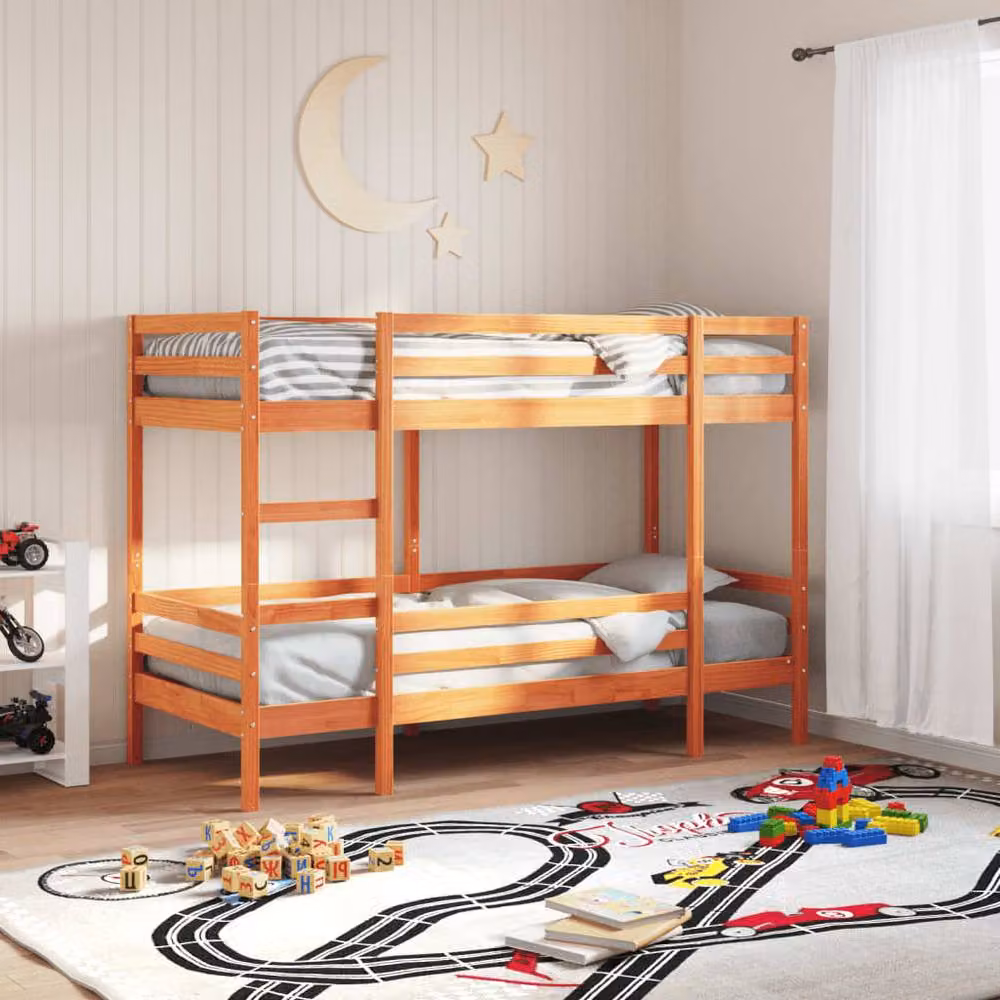 Berkfield Home Solid Wood Pine Bunk Bed in Wax Brown, W/D/H: 80 x 200 x 142 cm – 2