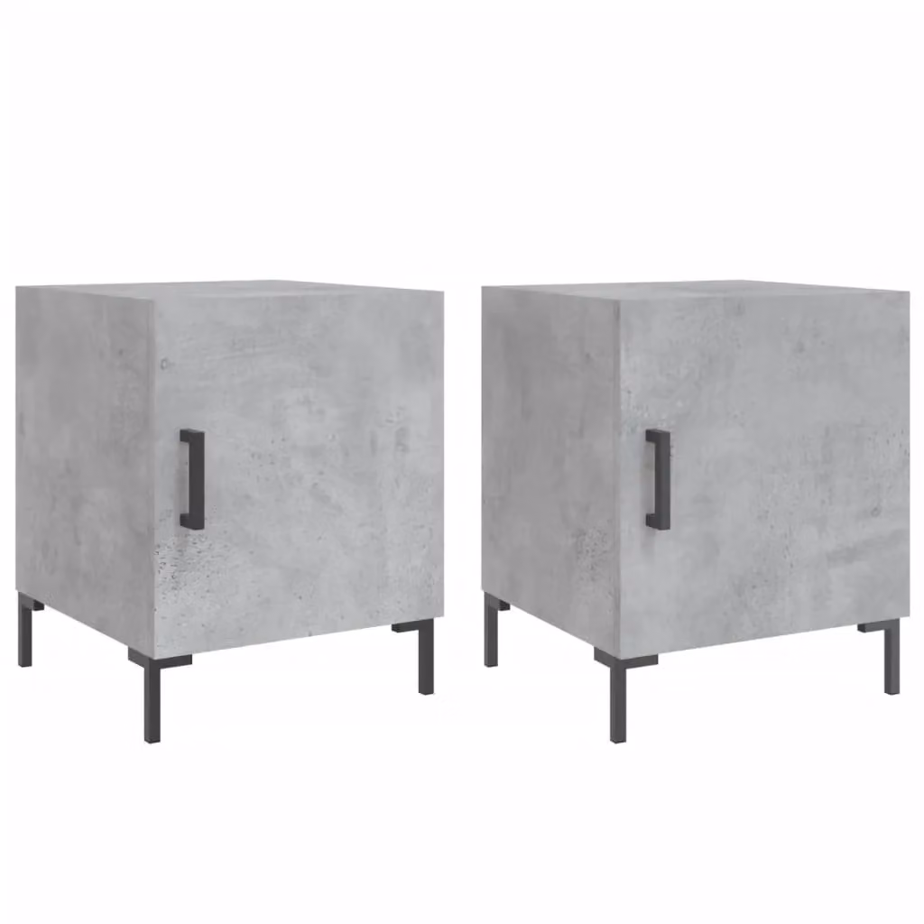Berkfield Home Set of 2 Modern Bedside Cabinets in Concrete Grey, W/D/H: 40 x 40 x 50 cm