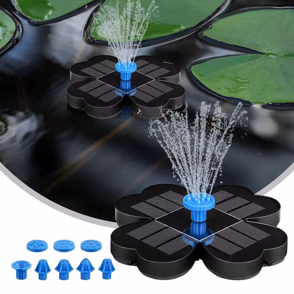 FLAVORA Solar Powered Floating Water Fountain Pump in Black – 2