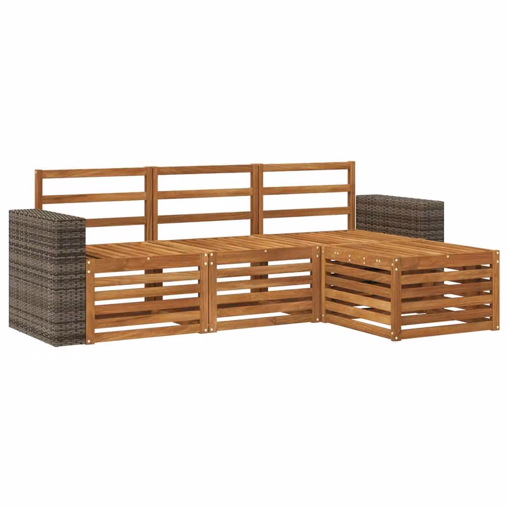 Berkfield Home 4-Piece L-Shape Outdoor Sofa Set in Brown Treated Acacia Wood – 2
