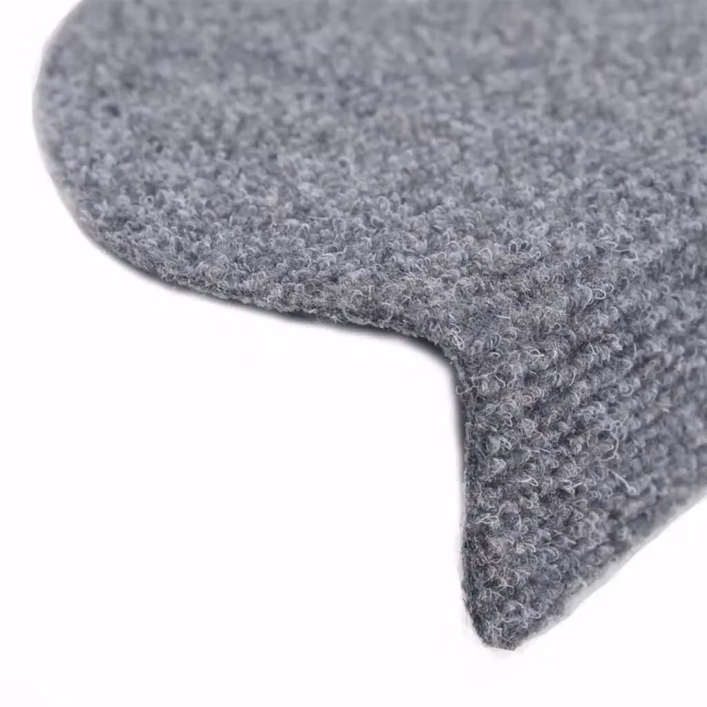 Berkfield Home Self-adhesive Needle Punch Stair Mats, Light Grey, W/D/H: 56 x 17 x 3 cm – 3