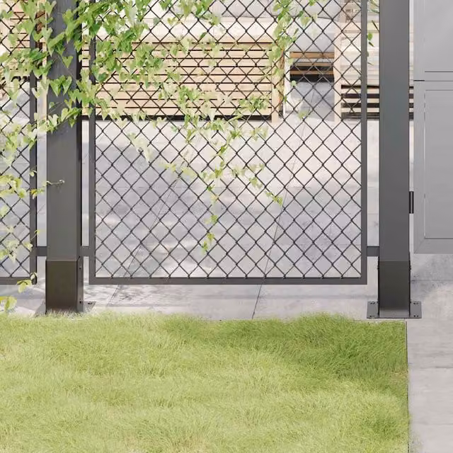 Berkfield Home Square Post Bases, 12 Pack, Anthracite, Powder-coated Steel, 81 x 81 mm