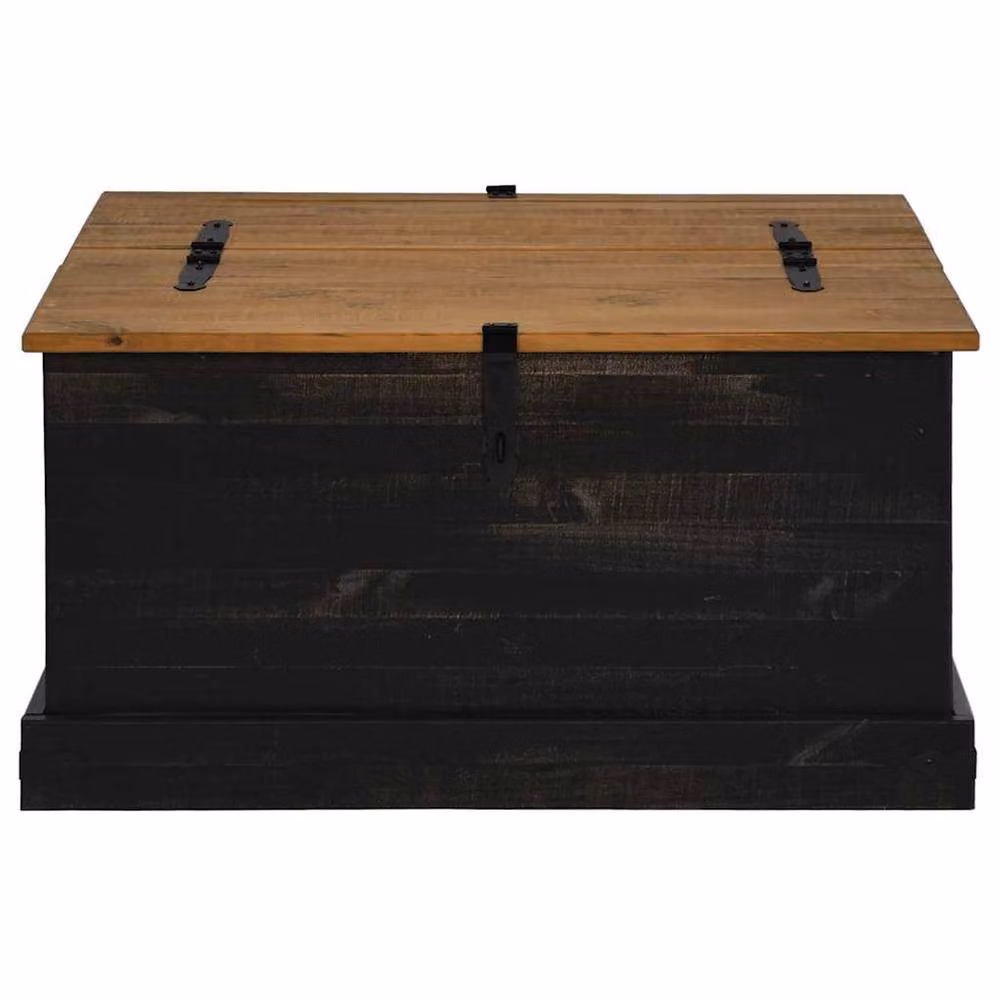 Berkfield Home HALDEN Storage Chest in Black Solid Pine Wood, W/D/H: 91 x 91 x 47 cm – 3