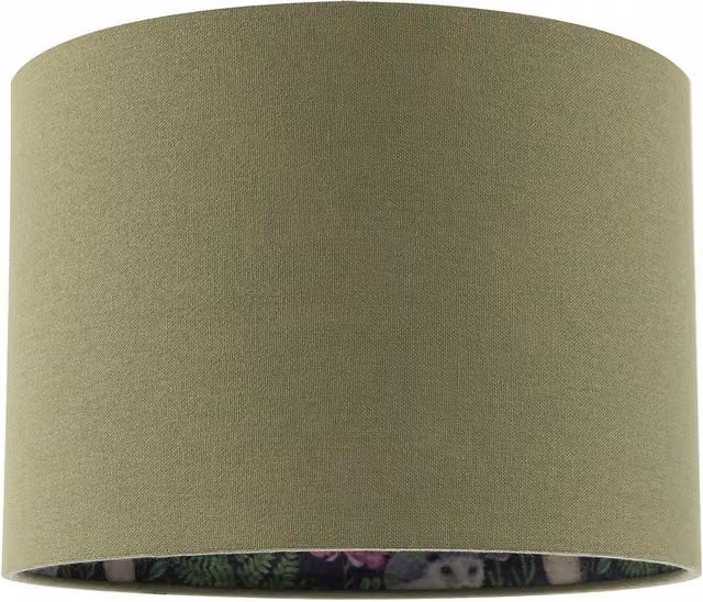 Happy Homewares Woodland Animals Forest Cylinder Drum Lamp Shade in Green Linen Fabric, W/D/H: 18 x 18 x 25 cm – 4