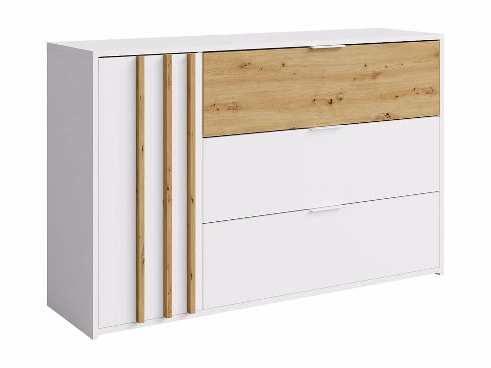Vente-unique 3-Drawer and 1-Door Chest of Drawers in Natural and White Light Oak – 2
