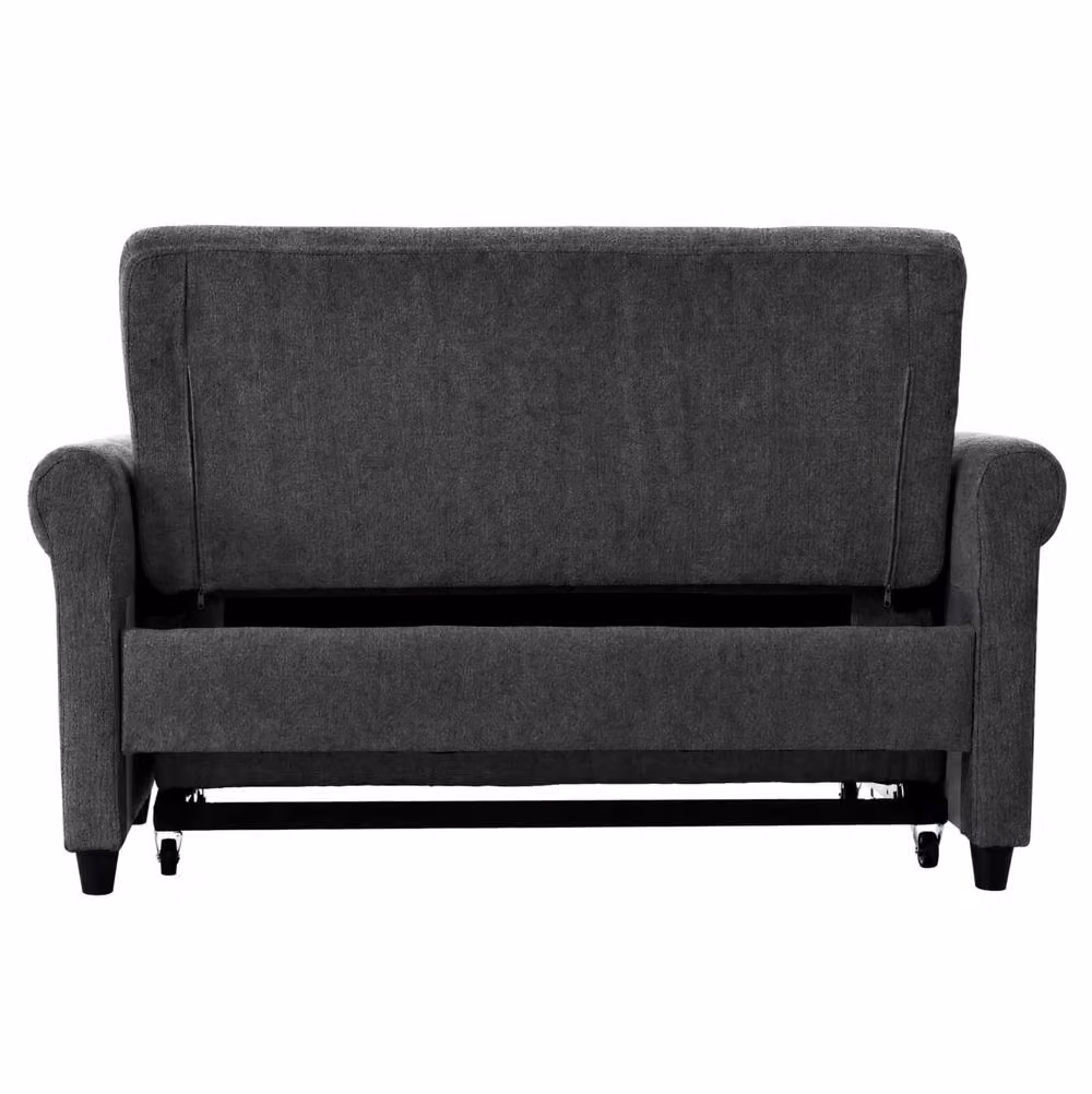 STILVORA 2 Seater Grey Fabric Sofa Bed with USB Charging and Pull Out Frame – 3