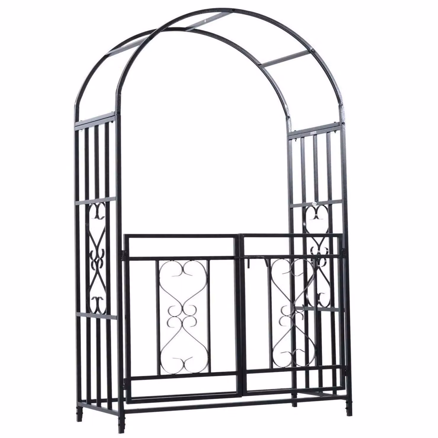Gr8 Garden Black Metal Rose Arch with Gate and Trellis Support, H: 210 cm x W: 113 cm x D: 52 cm – 4