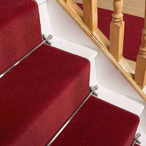 runrug Red Plain Stair Runner Carpet, W: 60 cm, L: 690 cm – 3
