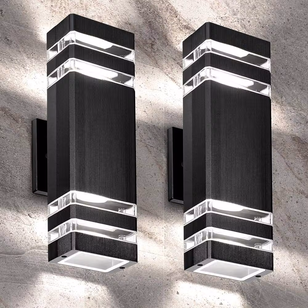 SPETLEK Modern Black Aluminium Outdoor Wall Light with Up and Down LED GU10 Illumination, IP65 Rated – 5